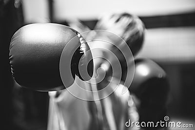 Boy Training Boxing Exercise Movement Concept Stock Photo