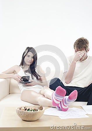 Boy in trouble (couple problems concept) Stock Photo