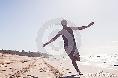 Boy Unidentified Running Beach Stock Photo