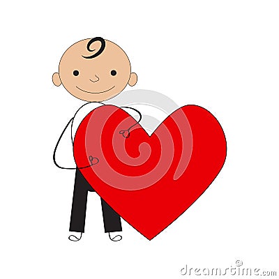 Boy with valentine heart Vector Illustration