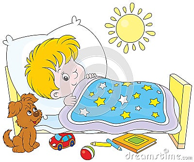 Boy waking up Vector Illustration