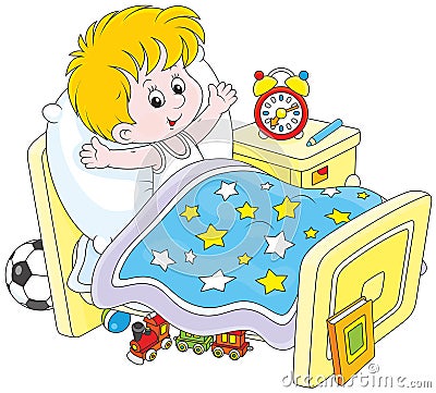 Boy waking up Vector Illustration