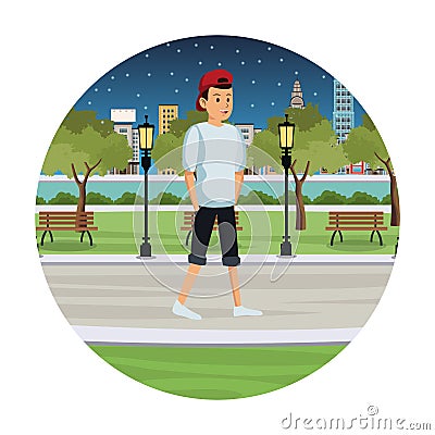 People walking at night Vector Illustration