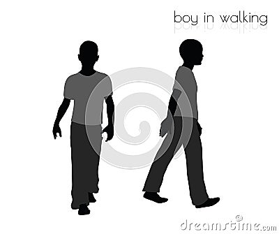 Boy in walking pose on white background Vector Illustration