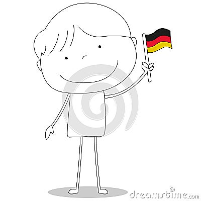 Boy waving German flag, cartoon style illustration Cartoon Illustration