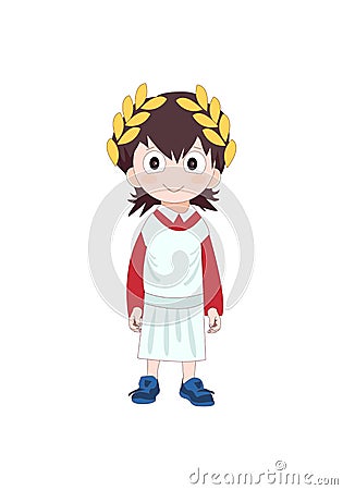 Boy wearing Ancient Rome costume for school history. Vector illustration Vector Illustration