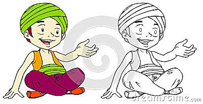 Boy wearing headband - turban like arabian or indian kid Stock Photo