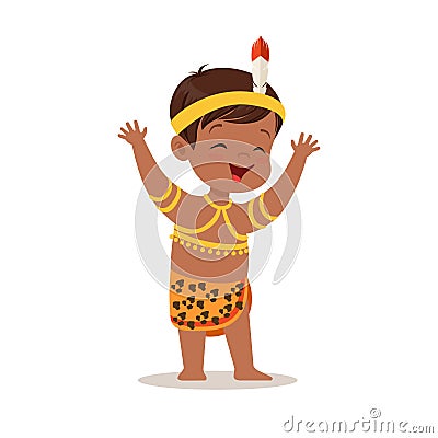 Boy wearing national costume of Africa colorful character vector Illustration Vector Illustration