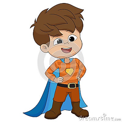 Boy wearing superhero costume.vector and illustration. Vector Illustration