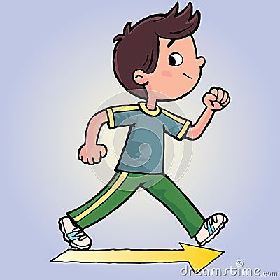 Boy who measures his steps Vector Illustration