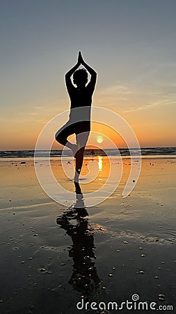 A boy in a Yoga position Stock Photo