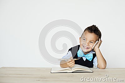 Boy Young Talking Mobile Phone Stock Photo