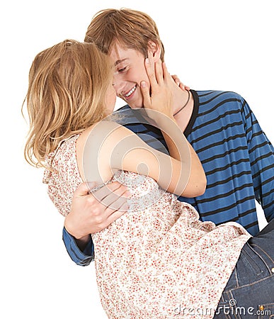 Boyfriend carrying girl in his arms Stock Photo