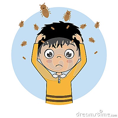 Boyl with head lice Vector Illustration