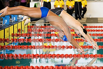 Boys 100 Meters Freestyle Swimming Action Editorial Stock Photo