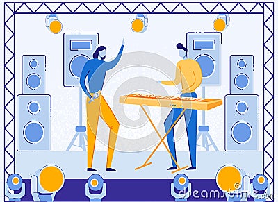 Rehearse in Studio for Participating in Festival Vector Illustration