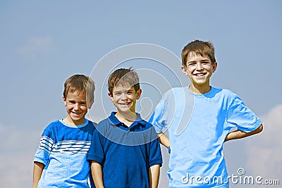 Boys in Blue Stock Photo