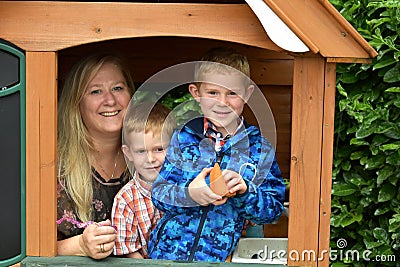 Boys and day nanny Stock Photo