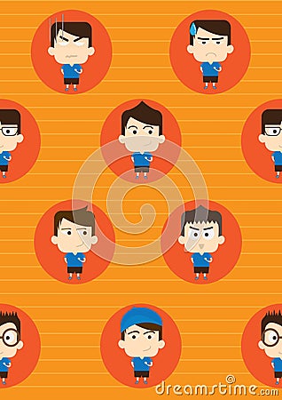 boys with different facial expression. Vector illustration decorative background design Cartoon Illustration