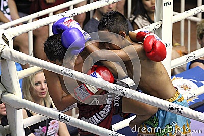 Boys fighting muay-thai Editorial Stock Photo