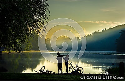 Boys Fishing Stock Photo