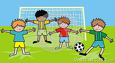 Boys and football Vector Illustration