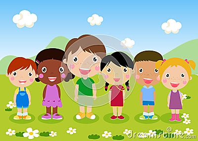 Boys and girls Vector Illustration