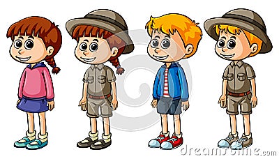 Boys and girls in different costumes Vector Illustration