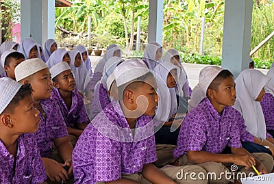 Boys and girls in a Muslim public school in Thailand Editorial Stock Photo