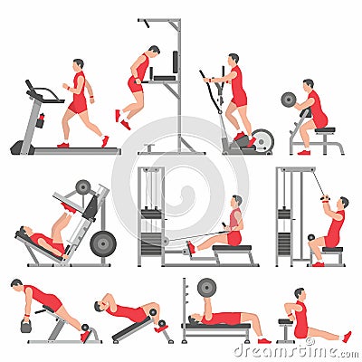 Boys in the gym Vector Illustration