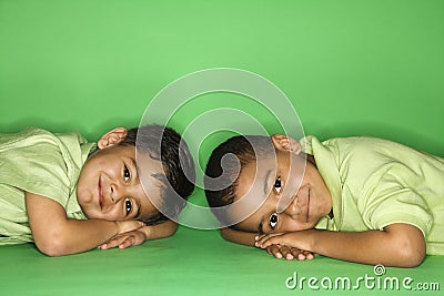 Boys looking at viewer. Stock Photo