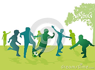 Boys playing football Vector Illustration
