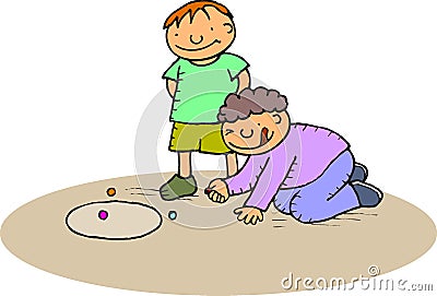 Boys playing marbles Vector Illustration