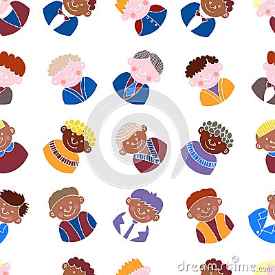 Boys school children, simple flat cartoon style. Vector Illustration