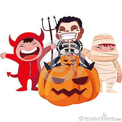 kids in halloween costumes image Cartoon Illustration