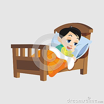 Boys sleeping on bed vector illustration Vector Illustration