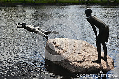 Boys Swimming Stock Photo