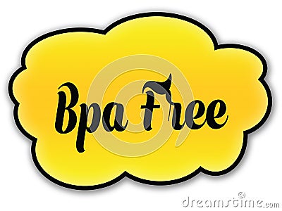 BPA FREE handwritten on yellow cloud with white background Stock Photo