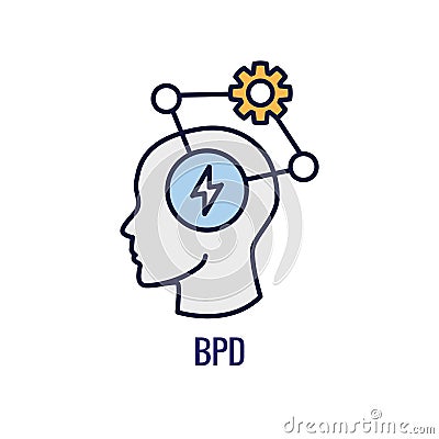 BPD - Borderline Personality Disorder icon showing mental illness design Vector Illustration