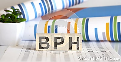 BPH - Benign Prostatic Hyperplasia, word on medical concept Stock Photo