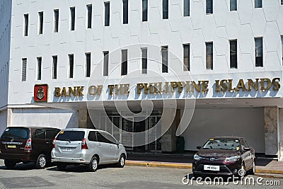 BPI Bank of the Philippine Islands facade at Intramuros in Manila, Philippines Editorial Stock Photo