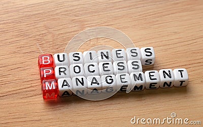 BPM business process management on wood Stock Photo