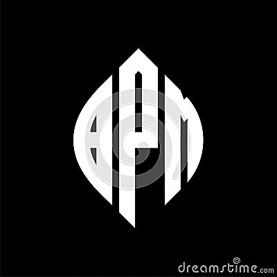 BPM circle letter logo design with circle and ellipse shape. BPM ellipse letters with typographic style. The three initials form a Vector Illustration