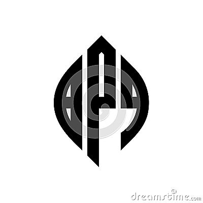 BPQ circle letter logo design with circle and ellipse shape. BPQ ellipse letters with typographic style. The three initials form a Vector Illustration