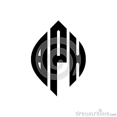 BPX circle letter logo design with circle and ellipse shape. BPX ellipse letters with typographic style. The three initials form a Vector Illustration
