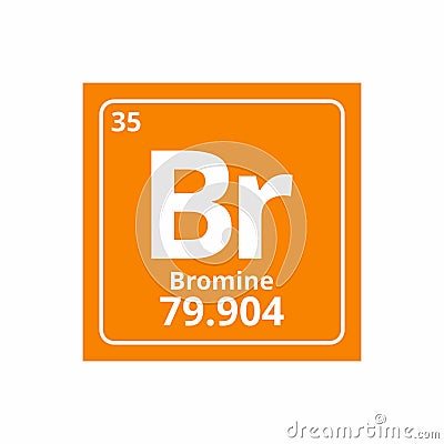 Br element periodic table on bromine color. Vector illustration Vector Illustration