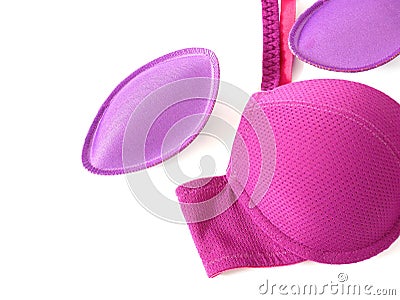 Bra pads and purple brassiere Stock Photo