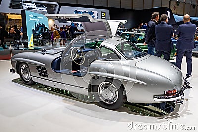 Brabus Mercedes Benz 300 SL Gullwing customized classic sports car at the 89th Geneva International Motor Show. Geneva, Editorial Stock Photo