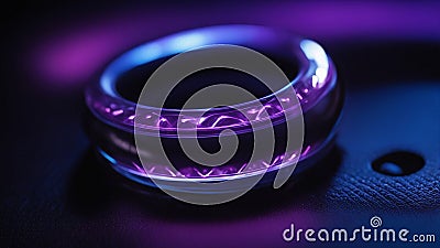 bracelet on black A blue and purple electric ring on a black background Stock Photo