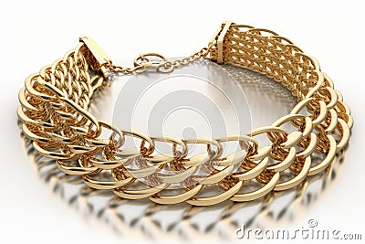 bracelet of delicate gold chains on white background Stock Photo